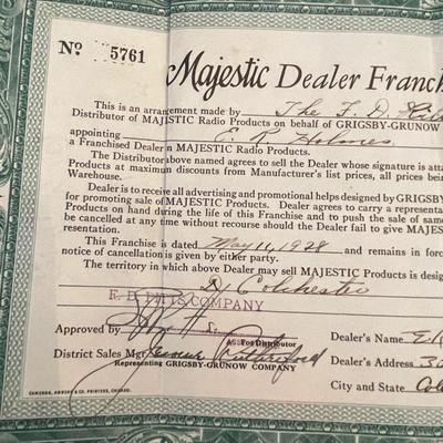 Majestic Radio dealer franchise 1928