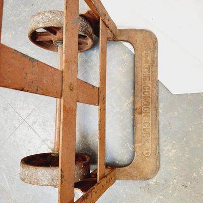 ANTIQUE THE COLSON CORP IRON METAL WHEEL HEAVY DUTY LARGE WEIGHT DOLLY