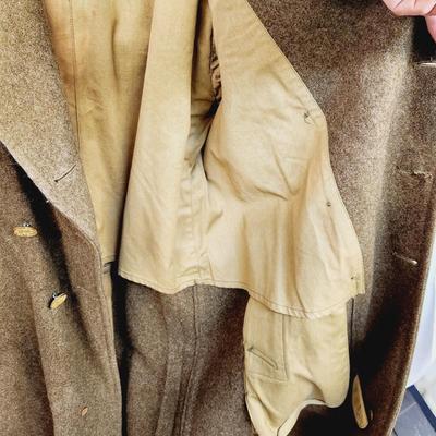 OLD WOOL MILITARY LONG COAT W/ GOLD BUTTONS