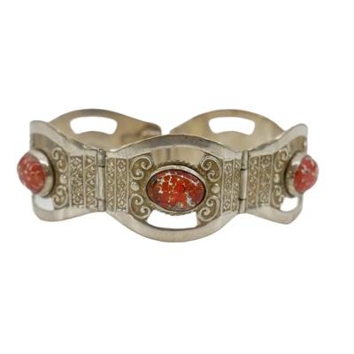 Vintage Handmade Mexican Silver Hinge Cuff Bracelet
