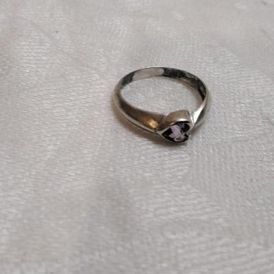 Heart Shaped Amethyst 925 Ring Size 7