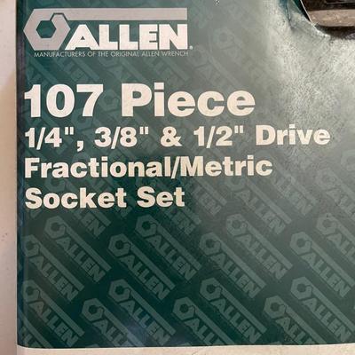 Allen 107 piece 1/4 , 3/8 & 1/2 fractional / metric socket set