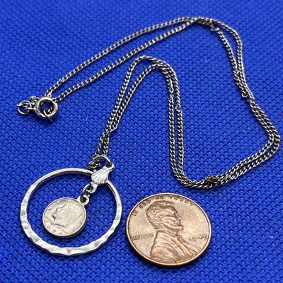 NECKLACE w/ MINIATURE JFK HALF DOLLAR 