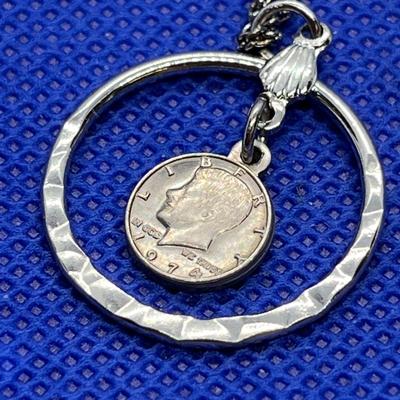 NECKLACE w/ MINIATURE JFK HALF DOLLAR 