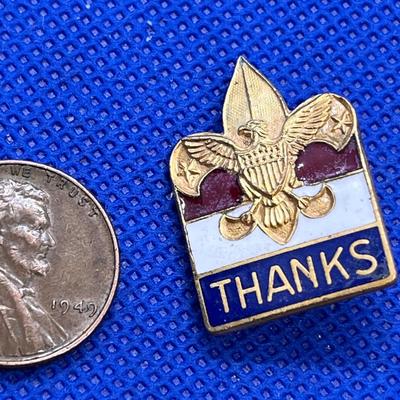 VINTAGE BSA BOY SCOUT â€œTHANKSâ€ ENAMELED PIN