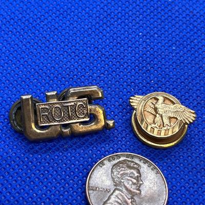 VINTAGE MILITARY PINS ROTC AND EAGLE BUTTON