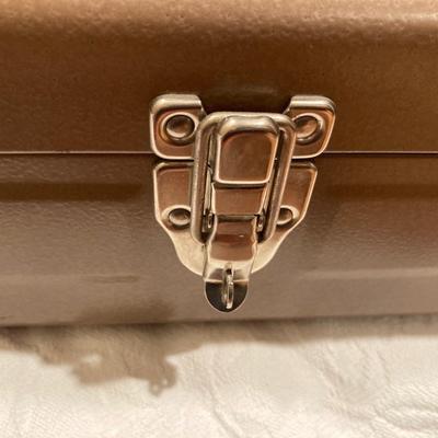 Tan metal toolbox