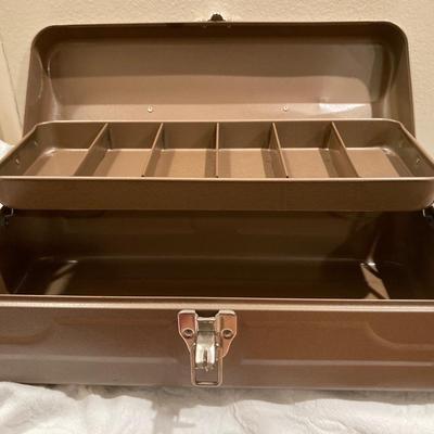 Tan metal toolbox