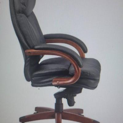 Contemporary Leather Executive Swivel Ergonomic High Back Office Chair - Black