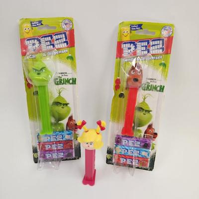 2 NEW IN PKG - 1 LOOSE - GRINCH WHO STOLE CHRISTMAS MOVIE COLLECTABLE PEZ DISPENSERS