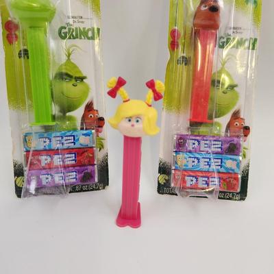 2 NEW IN PKG - 1 LOOSE - GRINCH WHO STOLE CHRISTMAS MOVIE COLLECTABLE PEZ DISPENSERS