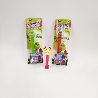 2 NEW IN PKG - 1 LOOSE - GRINCH WHO STOLE CHRISTMAS MOVIE COLLECTABLE PEZ DISPENSERS