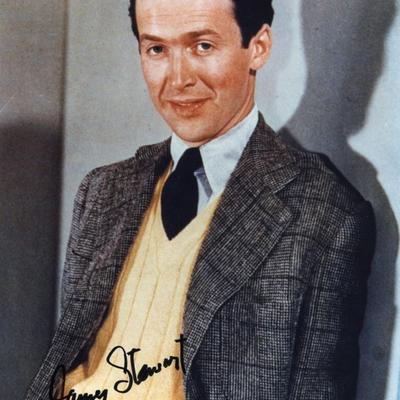 James Stewart "It's A Beautiful Life" Hand Signed Vintage 8X10 Color Photo Framed and Certified