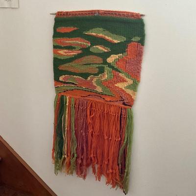 1813 Mid Century Orange Woven Wall Hanging