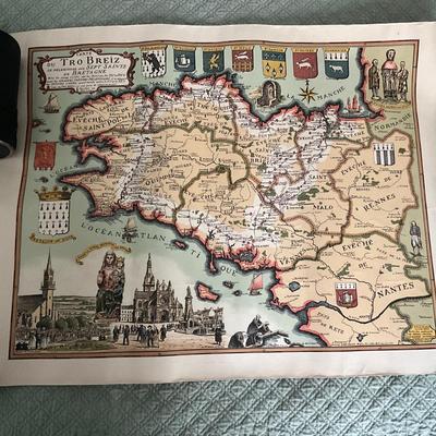 1815 1822 Antique French Map with Colored Tro Breiz Colored Map