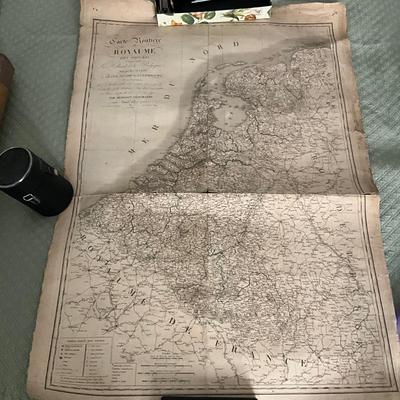1815 1822 Antique French Map with Colored Tro Breiz Colored Map