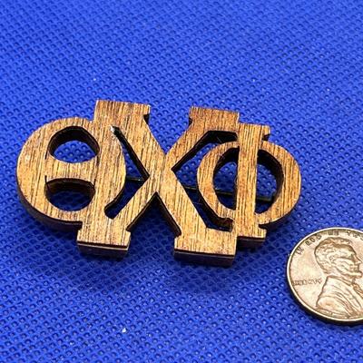 GREEK WOODEN CUT OUT PIN PHI CHI THETA