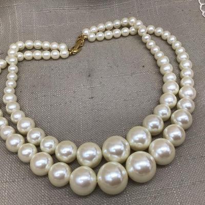 Beautiful double strand, faux, pearl Fashion , necklace