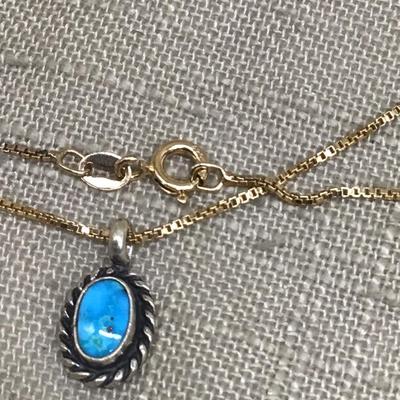 Turquoise Pendant With Italy Chain