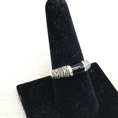 Vintage Sterling Silver Judith Jack Onyx Designer Ring