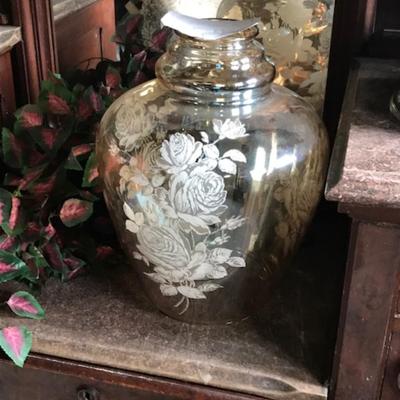 Large Floral Glass Globe