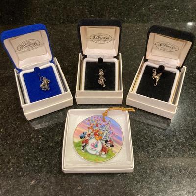 Lot A of Disney sterling silver collectible charms Tinkerbell, Pinocchio, Copper