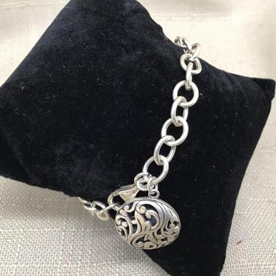 Vintage Silver Bracelet with Marked Charm
