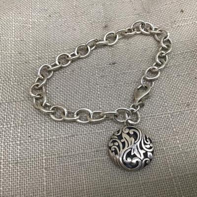 Vintage Silver Bracelet with Marked Charm