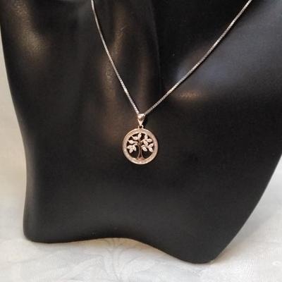 Tree of Life With White Sapphires 14k Rose Gold over 925 16