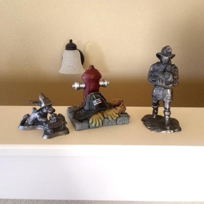 SMALL PEWTER FIRE FIGHTERS COLLECTABLES