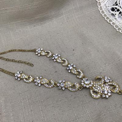 Sparkly Gold And Rhinestone Statement Necklace