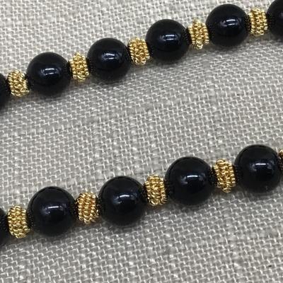 Vintage Black and Gold Beaded Necklace
