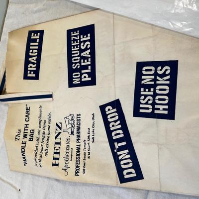 2 Vintage Store Bags - 5 7 9 and Heinz Apothecaries 