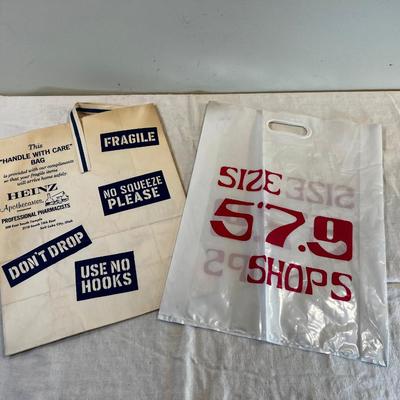 2 Vintage Store Bags - 5 7 9 and Heinz Apothecaries 