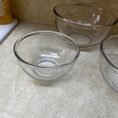3 Clear Glass Nested Mixing Bowls 