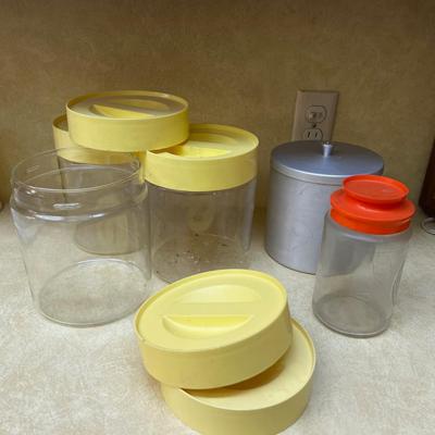 Vintage Glass Canisters, Mello Yellow