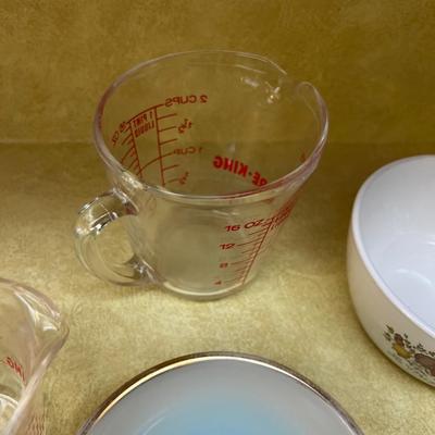 Various pieces of Corningware, FireKing and Pyrex