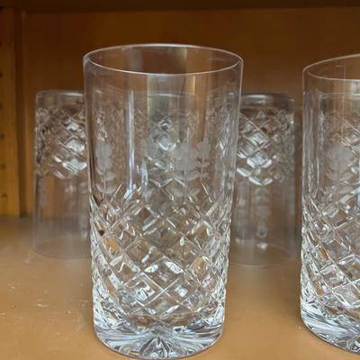 16 Crystal Etched Glass Tumblers