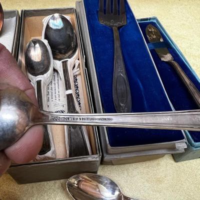 Silver Plate Mixed Lot Spoons, Fork, Ladle. 