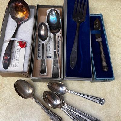 Silver Plate Mixed Lot Spoons, Fork, Ladle. 