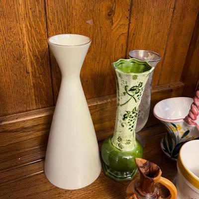 VASES; Glass, Ceramic, Wood