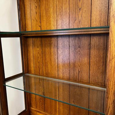 Country Rustic Oak China Cabinet