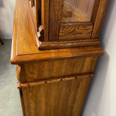 Country Rustic Oak China Cabinet