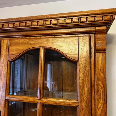 Country Rustic Oak China Cabinet
