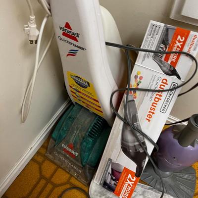 3 Cleaning Items: Dust Buster, Bissel Carpet & Shark Floor Steamer Cleaner