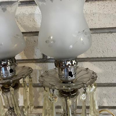 Pair of Crystal Dangle Lamps 
