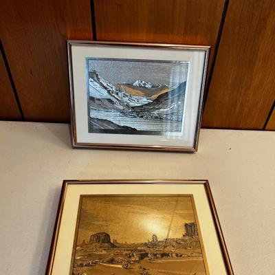2 Copper Foil Prints of Fisher Towers and Monument Valley 