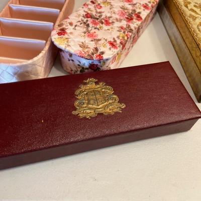 Dresser Boxes; Satin, Wood and Faux Leather 