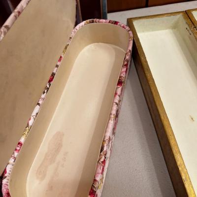 Dresser Boxes; Satin, Wood and Faux Leather 