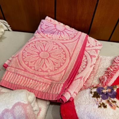 Pile of Patterned Pink Towels 